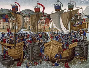 Harbors Prints: Battle of l'Ecluse, fought in Sluys bay