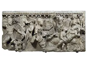 Fine Art Prints: Battle of Marathon. Detail of a sarcophagus