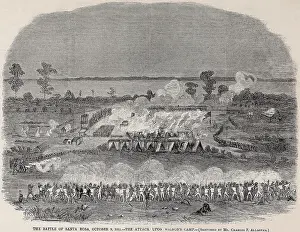 Wood Engraving Prints: The Battle of Santa Roca, Oct. 9