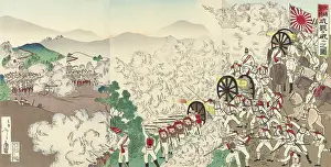 Woodcut Prints: Battle of Songhwan, July 28, 1894