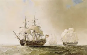 Battle of Trafalgar (21st October 1805). The Spanish ship San Hermenegildo. Painting. SPAIN. Madrid. Navy Museum. AISA/Everett Collection**US SALES ONLY**