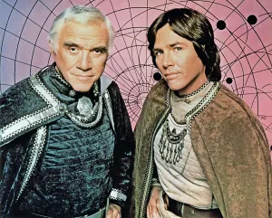 Richard Prints: BATTLESTAR GALACTICA, (from left): Lorne Greene, Richard Hatch, 1978-79
