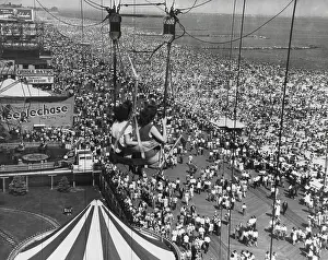 Brooklyn Prints: Beach crowds as seen from the Parachute Jump at Steeple Park