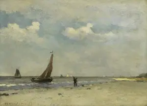 Fishing Prints: Beach Scene, by Johan Hendrik Weissenbruch