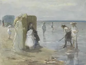 Seaside Prints: Beach of Scheveningen, with Two Ladies and Children