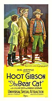Console Prints: THE BEARCAT, left to right: Lillian Rich, Charles K. French, Hoot Gibson, 1922