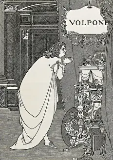 BEARDSLEY, Aubrey Vincent (1872-1898). Volpone. 1898. Illustration of the front page from an edition of "Volpone", work written by Benjamin Jonson in 1609