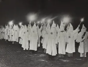 Rs4wn Prints: Bearing fiery torches Ku Klux Klan members demonstrate to intimidate African Americans from voting in the St