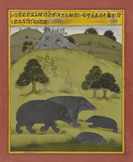 Brush Prints: Bears in a Landscape, 1725, by Anonymous South Asian artist