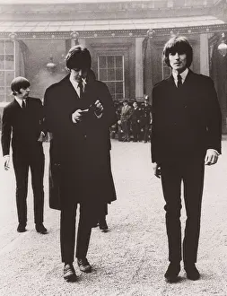 Beatles Prints: The Beatles at Buckingham Palace after receiving the award as Knights of the British Empire (1965)