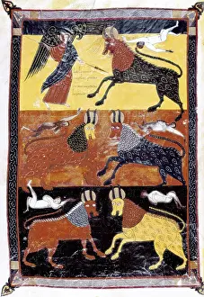 Castilla Y Leon Prints: Beatus of Libana. 1047. Representation of the Locust Plague