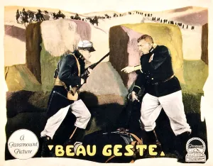 White Pants Prints: BEAU GESTE, standing foreground