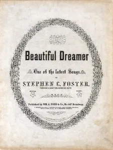 Sheet Music Prints: Beautiful Dreamer, by Stephen Foster, sheet music title page, 1864