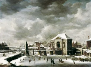 BEERSTRATEN, Abraham van (1622-1666). Amsterdam in Winter. mid. 17th c. Baroque art. Oil on canvas. AISA/Everett Collection**US SALES ONLY**