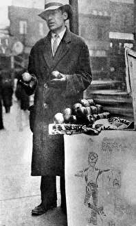 Depression Prints: Begging for business, this apple seller was a victim of the Great Depression