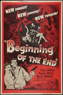 Images Dated 12th June 2013: BEGINNING OF THE END, l-r: Peggie Castle, Peter Graves on poster art, 1957