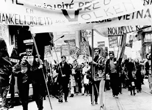 Travel Prints: Belgium demonstrators march toward the Brussels Hilton Hotel