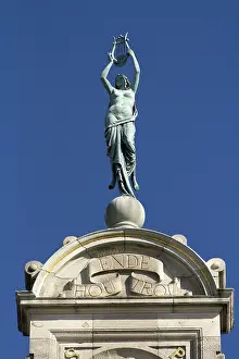 Vlaanderen Prints: BELGIUM. Ghent. The Royal Flemish Theatre's facade is crowned by a sculpture of Apolo