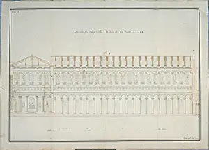 Decorative Objects Prints: Belli Pasquale, 'Longitudinal section/cutaway view of the Basilica of San Paolo