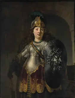 Classical Prints: BELLONA, by Rembrandt, 1633, Dutch painting