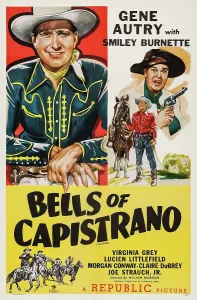 Burnette Prints: BELLS OF CAPISTRANO, US poster art, from left: Gene Autry, Smiley Burnette, 1942