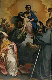 Benefial Marco, Madonna and Child with Saints, 1684 - 1764, 18th Century, canvas, Italy, Marche, Fermo, Ascoli Piceno, San Francesco church