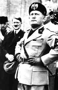 Italian Prints: BENITO MUSSOLINI, with ADOLF HITLER standing to his side