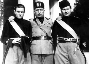 Italian Prints: BENITO MUSSOLINI, with his two oldest sons