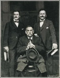 Black And Whiteportrait Prints: Benito Prez Galds with the brothers Serafn