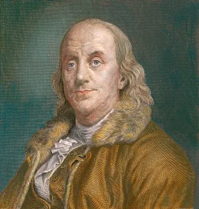 Founders Prints: Benjamin Franklin (1706-1790) in 1883 portrait