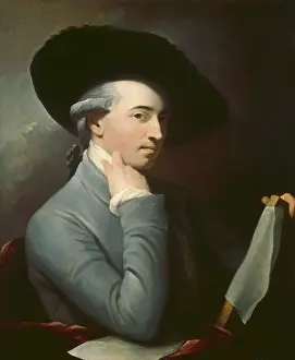 Italy Prints: Benjamin West, expatriate artist in portrait of around 1776 when he was 38