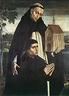 Philosophy Prints: BENSON, Ambrosius (1495-1550). Saint Thomas Aquinas and a donor