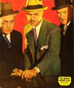 Eugene Prints: BENSON MURDER CASE, from left: Eugene Pallette, William Powell on jumbo window card, 1930