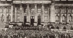 Protest Prints: Berlin protest at the Reichstag against the Treaty of Versailles. 1919. (BSLOC_2012_4_199)