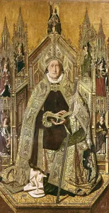 Bermejo Prints: BERMEJO, Bartolom (1420-1498). Saint Dominic Enthroned as Abbot