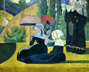 Symbolist Prints: BERNARD, Emile (1866-1941). Breton Women with Parasols