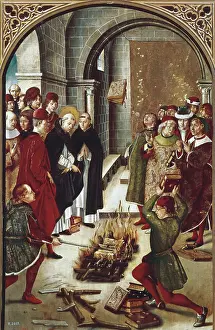 Dominic Prints: BERRUGUETE, Pedro (1450-1504). Saint Dominic and the Albigensians