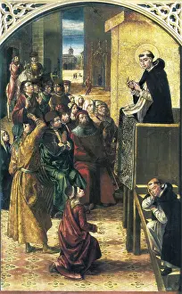 Saint 64 Prints: BERRUGUETE, Pedro (1450-1504). Sermon of Saint Peter Martyr