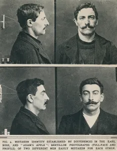 December Prints: Bertillon system photographs taken of similar looking men established their different identities by differences