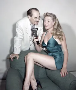Quiz Show Prints: YOU BET YOUR LIFE, From left: Groucho Marx, Marilyn Burtis, 1947-1956
