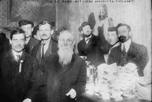 Cincinnati Prints: The big hand-out, Hobo Convention, Cincinnati, Ohio, photograph, February 1912