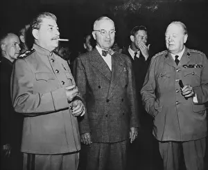 Potsdam Prints: The Big Three leaders of the Allies fighting against the Axis nations of World War 2