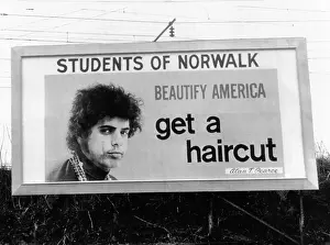 Young Man Prints: Billboard in Norwalk, Connecticut, ridiculing of long hair
