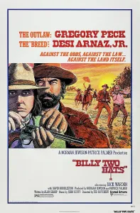 Arnaz Prints: BILLY TWO HATS, US poster art, from left: Desi Arnaz Jr. Gregory Peck, 1974