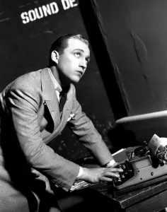 Typewriter Prints: Bing Crosby on the set of LEARN TO CROON, 1933
