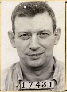 Convict Prints: The Birdman of Alcatraz. Mugshot of Robert Stroud from his Leavenworth Penitentiary file record card