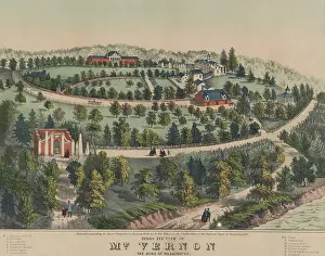 1760s Prints: Birds eye view of Mt. Vernon, the home of George Washington