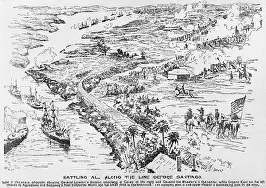 Siege Prints: Birdseye view of the Santiago Campaign of the Spanish American War