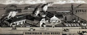 Images Dated 5th November 2008: Birmingham Iron Works. Birmingham, Alabama. Duotone lithograph ca. 1885
