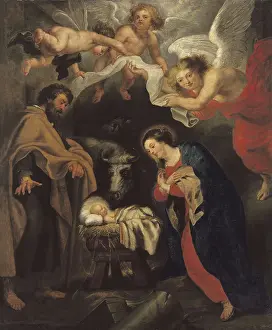 New Testament Prints: Birth. 17th c. Baroque art. Oil on canvas